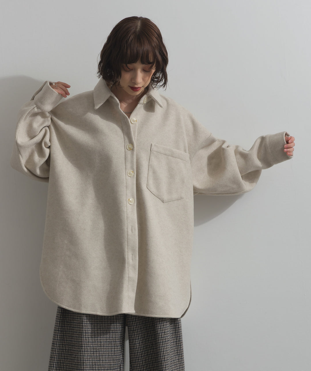 ウールライクワイドシャツJK