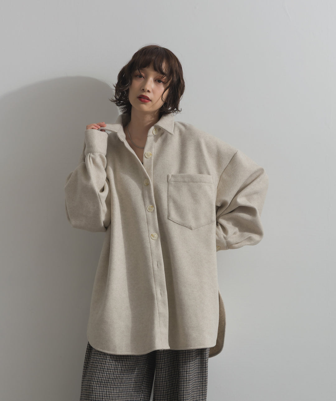 ウールライクワイドシャツJK