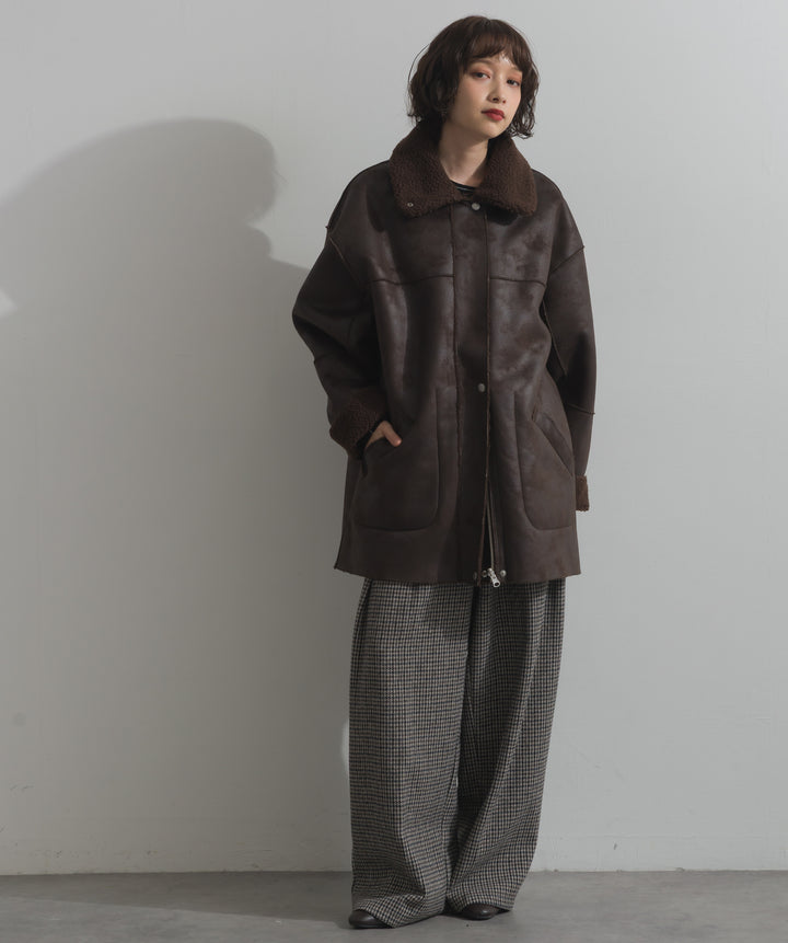 千鳥柄タックトラウザーズパンツ