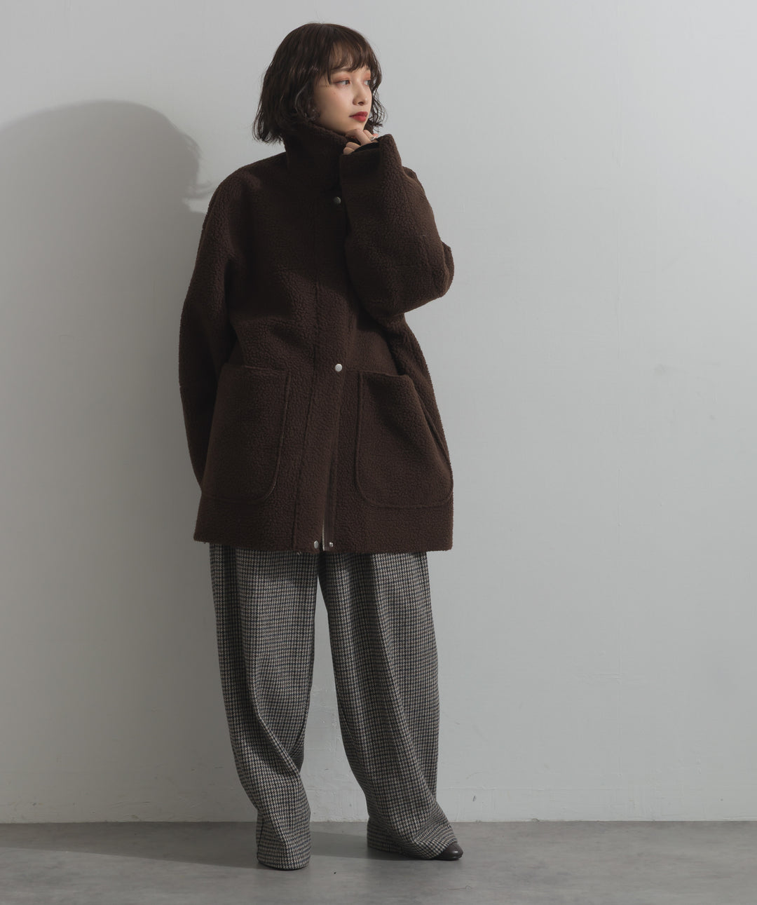 千鳥柄タックトラウザーズパンツ