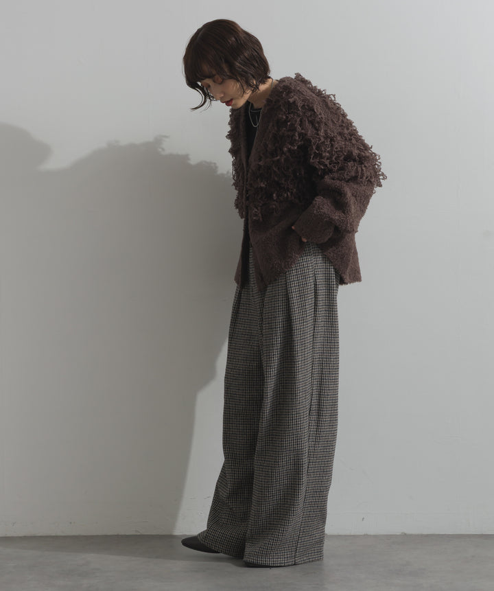 ループ編みVネックニットカーディガン