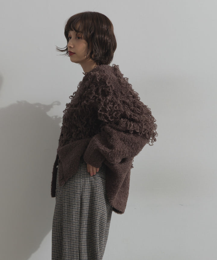 ループ編みVネックニットカーディガン