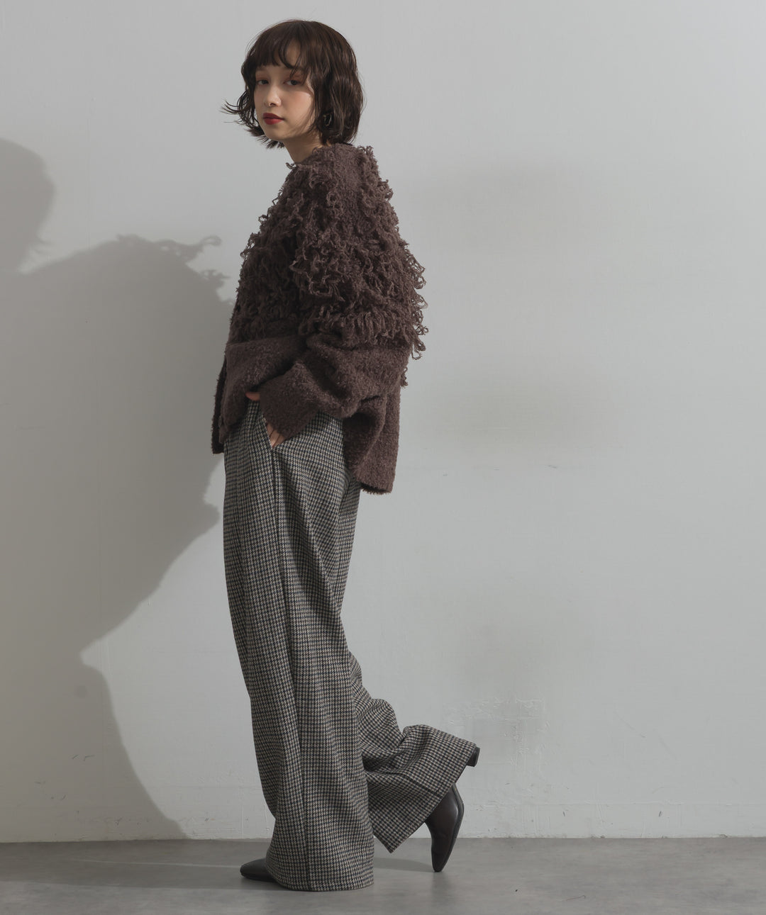 千鳥柄タックトラウザーズパンツ