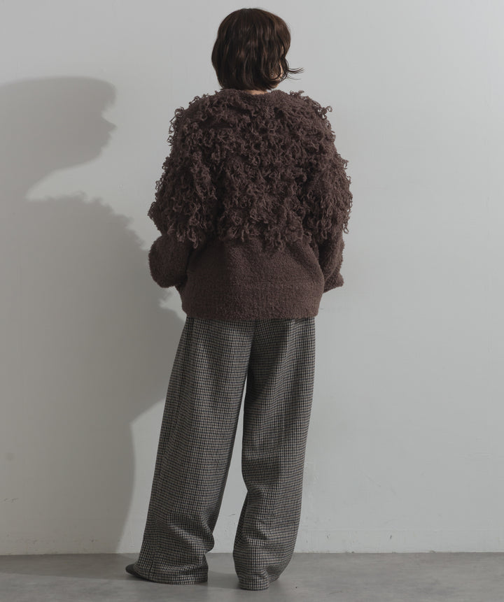 ループ編みVネックニットカーディガン