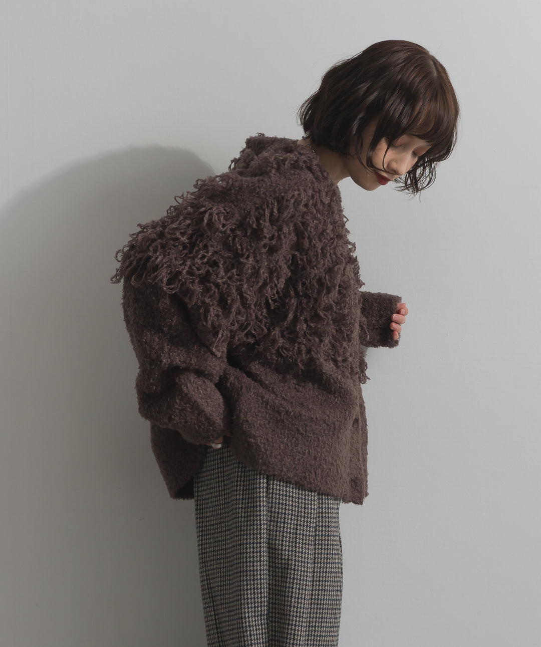 ループ編みVネックニットカーディガン