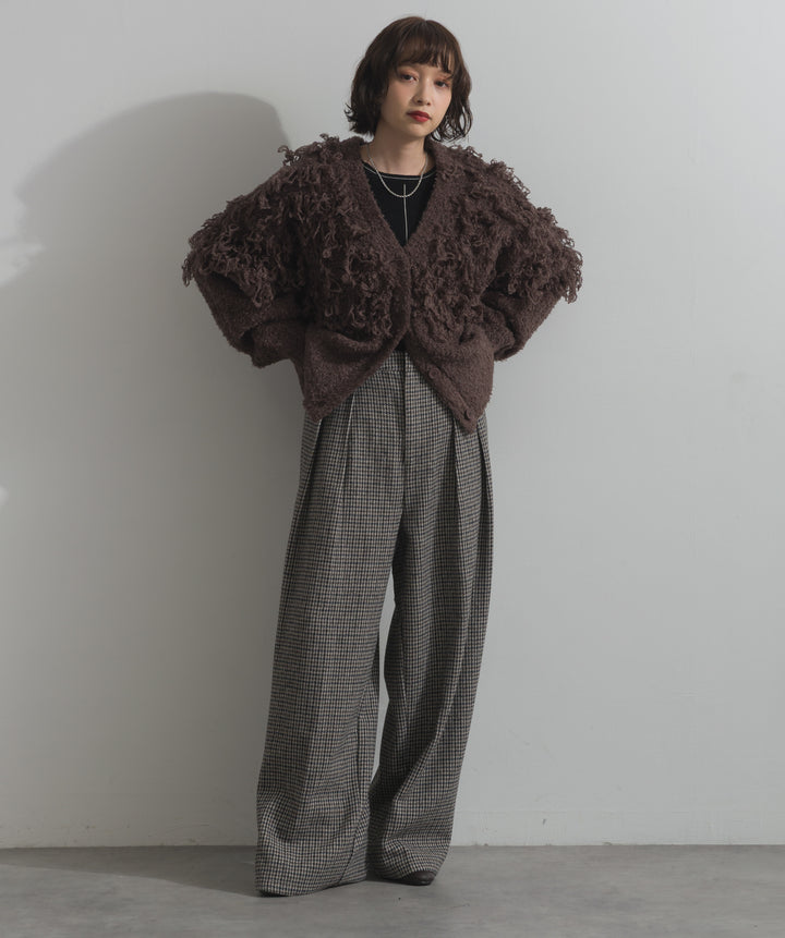 ループ編みVネックニットカーディガン