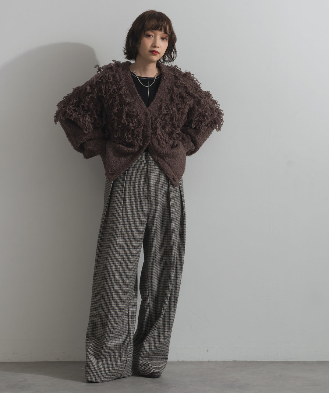 千鳥柄タックトラウザーズパンツ