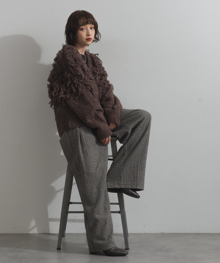 ループ編みVネックニットカーディガン