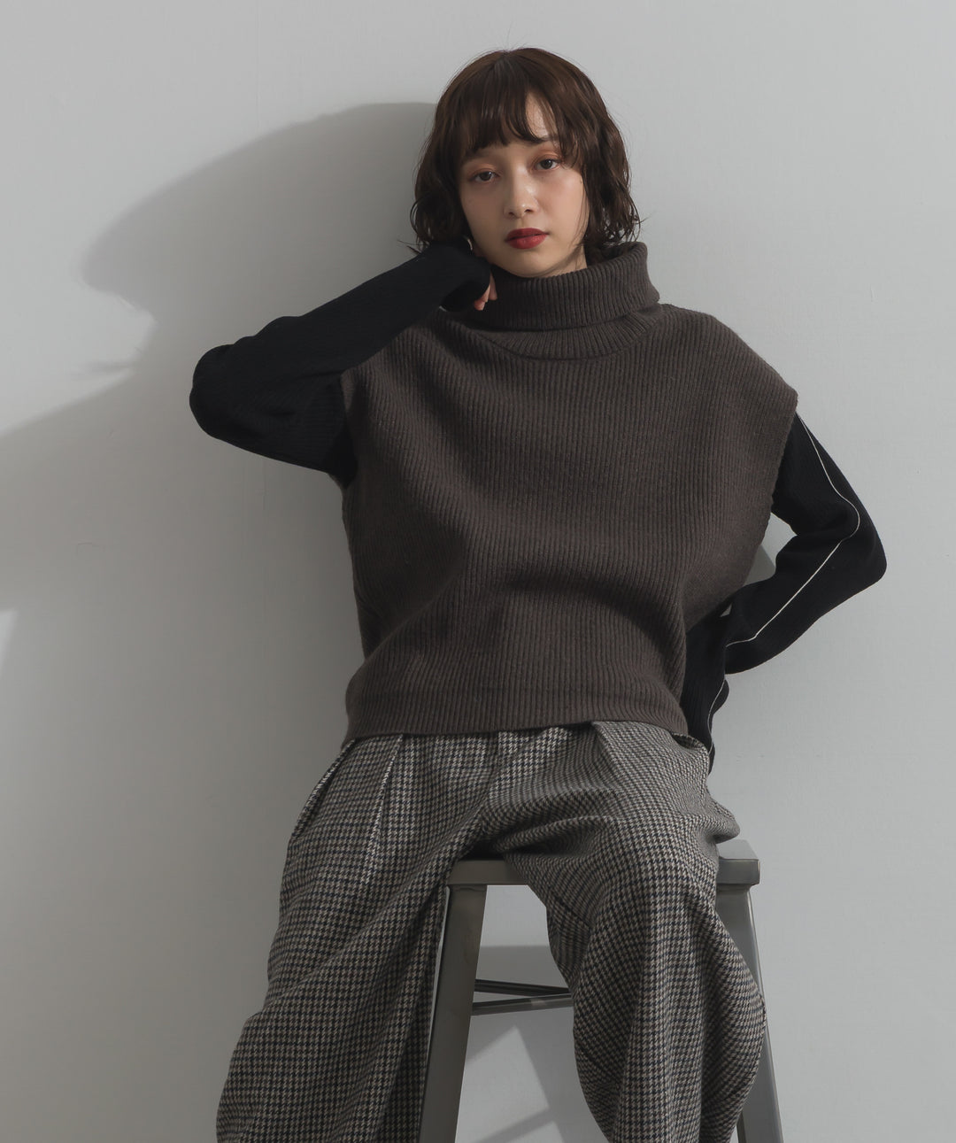 ハイネックニットベスト