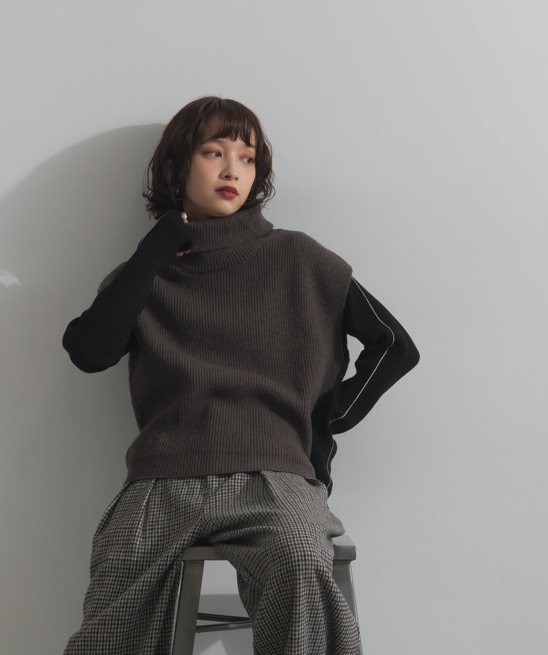 ハイネックニットベスト