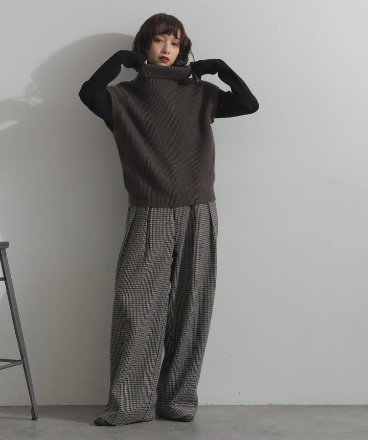 千鳥柄タックトラウザーズパンツ