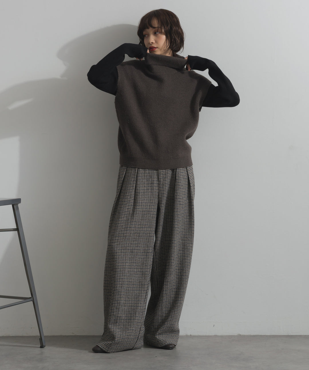 ハイネックニットベスト