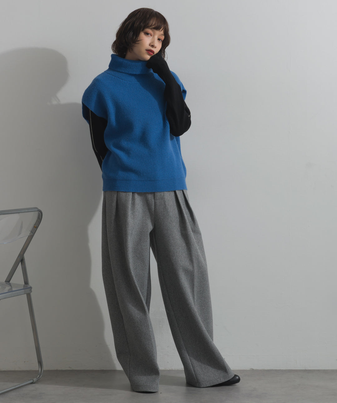 ハイネックニットベスト