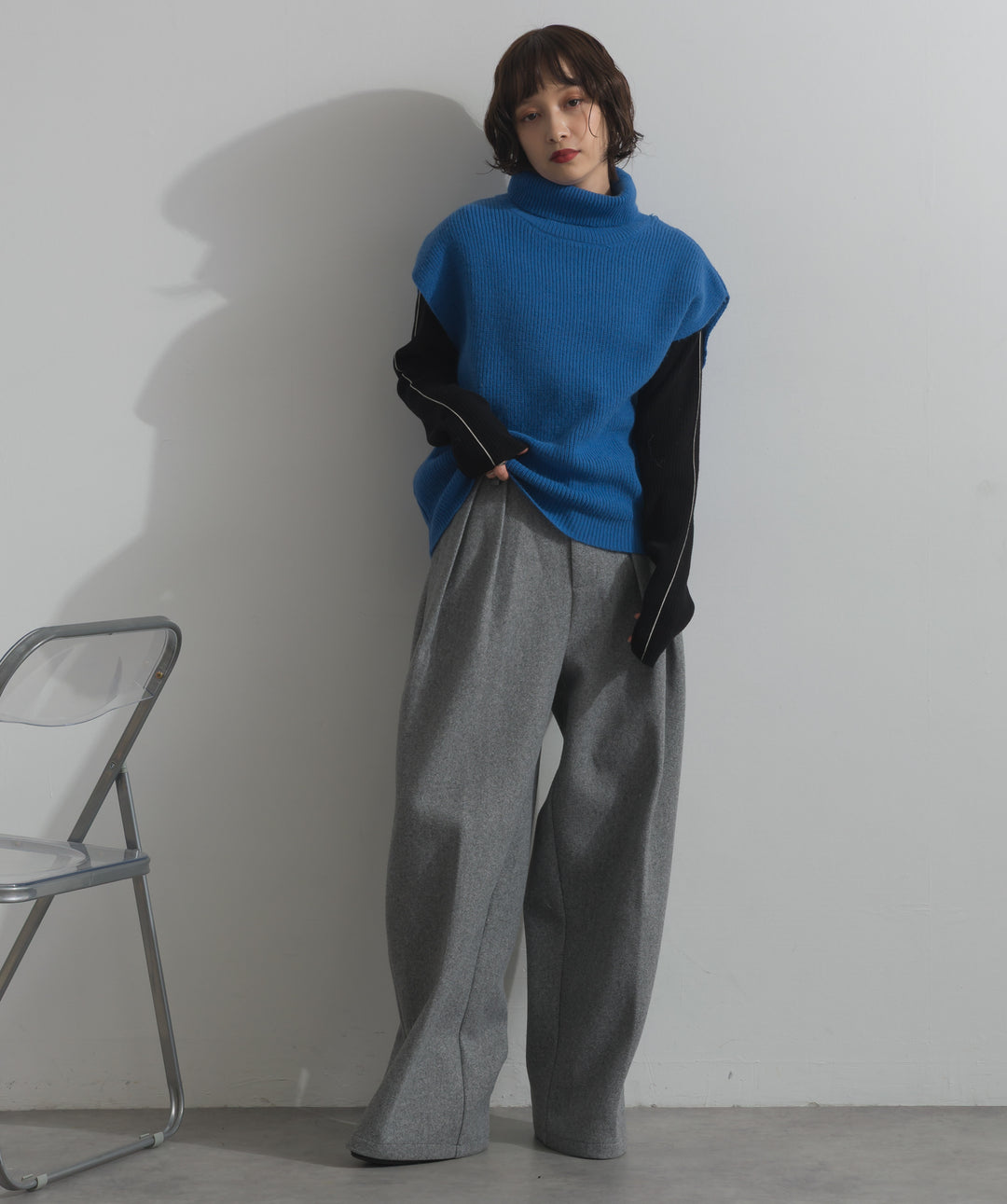 ハイネックニットベスト