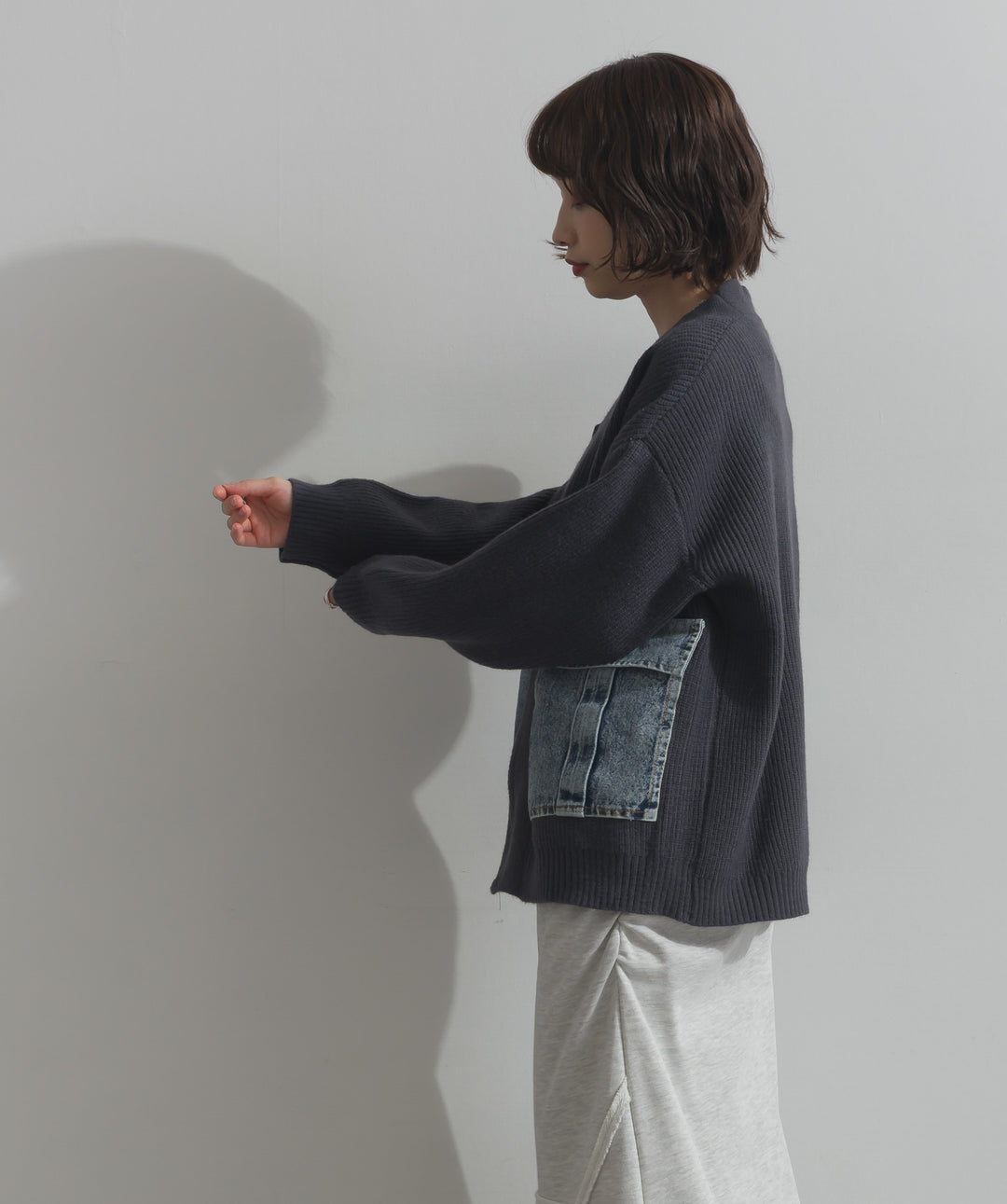 デニムポケットジップニットカーディガン