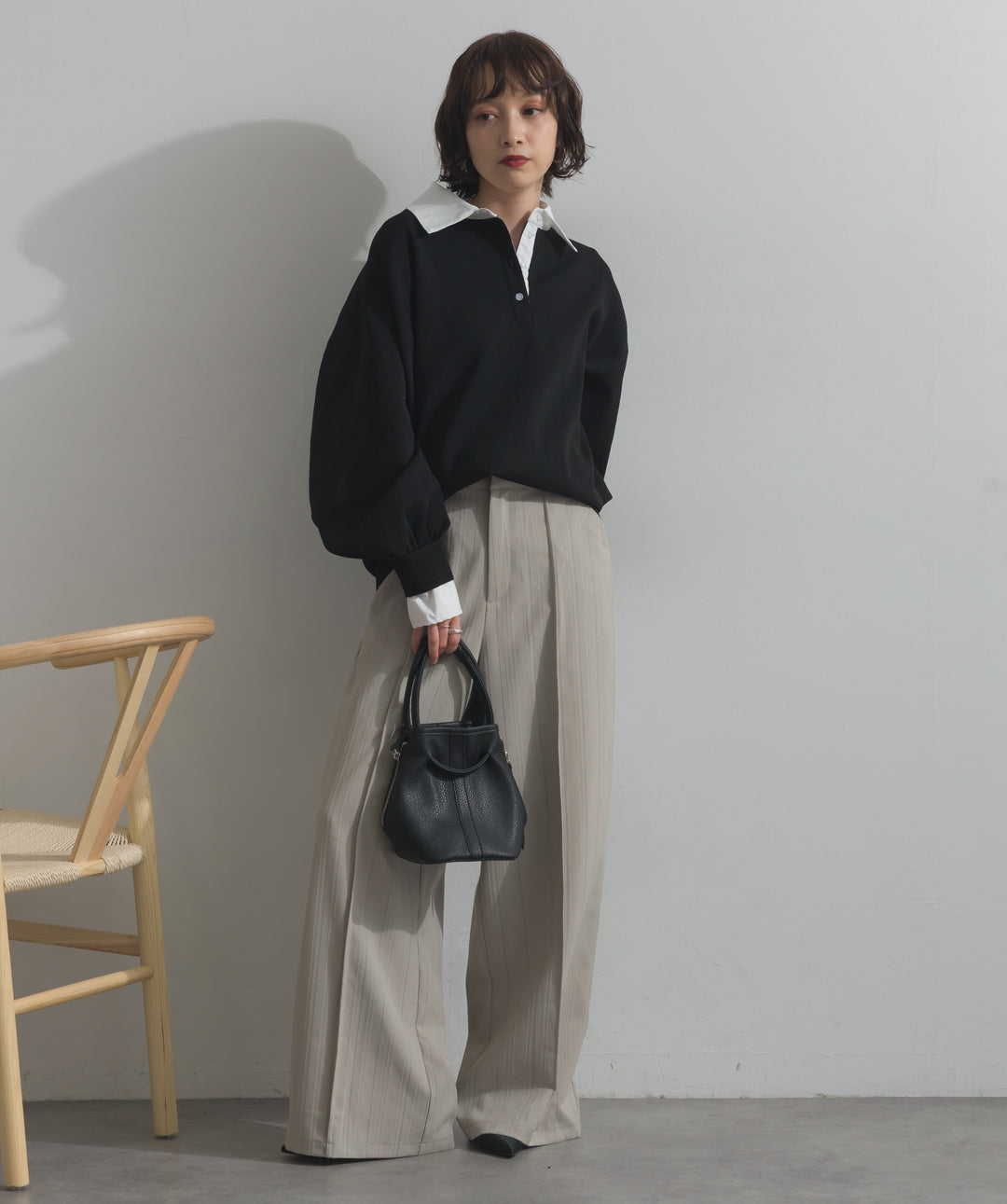 襟付きポロトップス