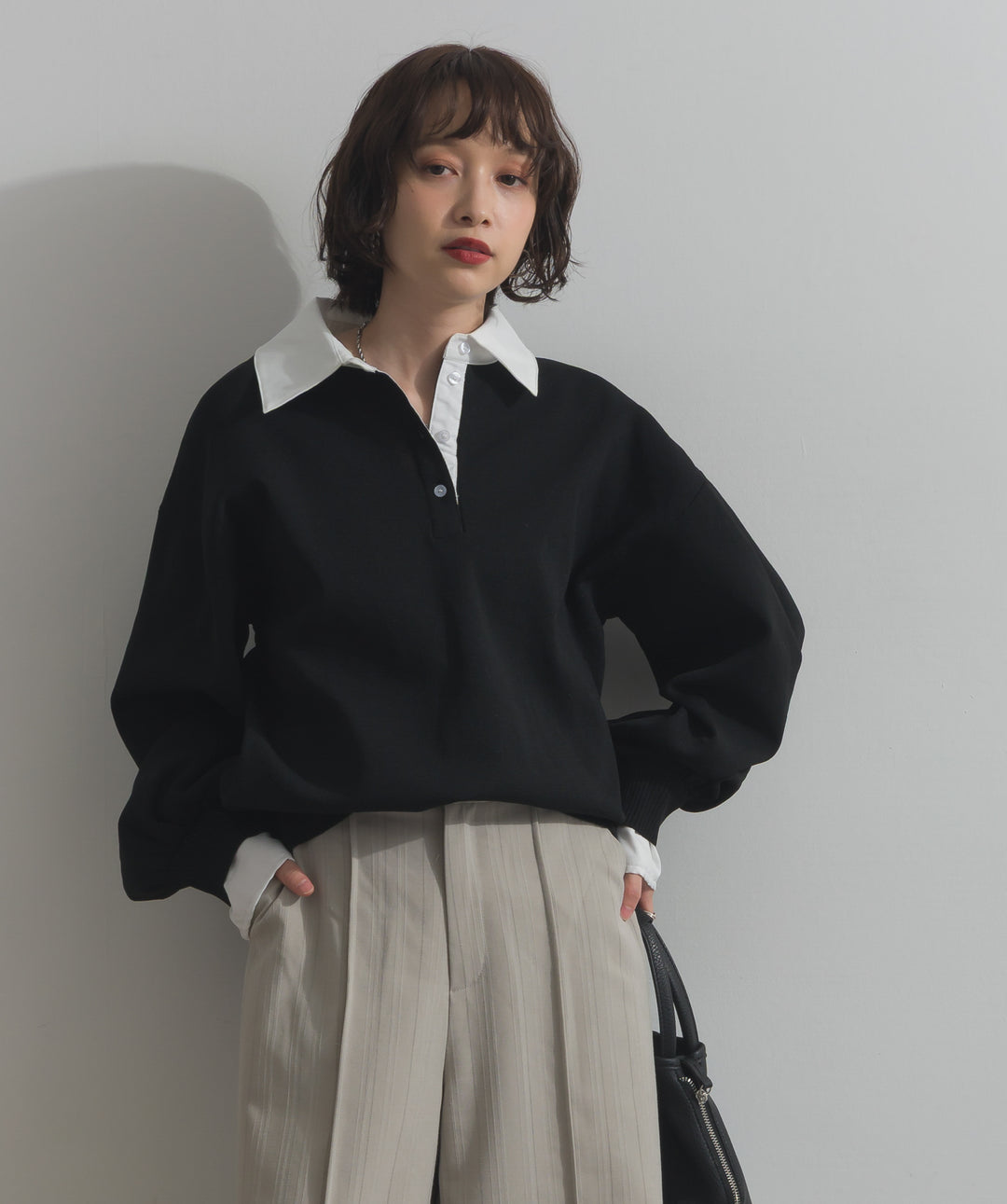 襟付きポロトップス