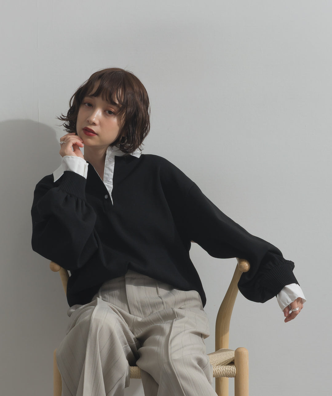 襟付きポロトップス