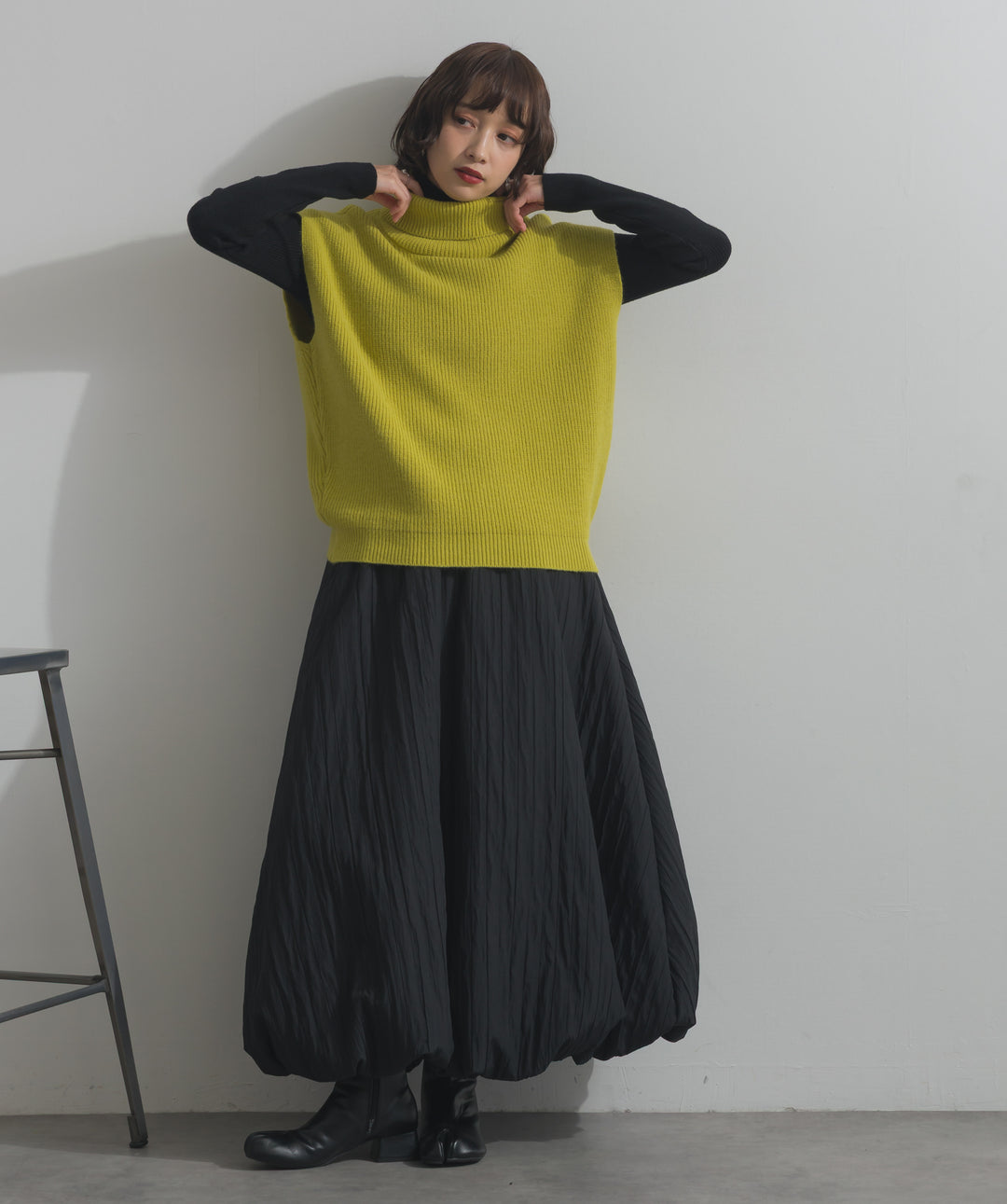 ハイネックニットベスト