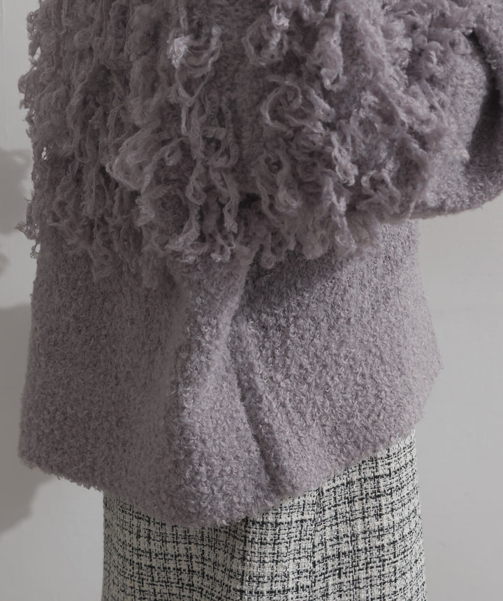 ループ編みVネックニットカーディガン