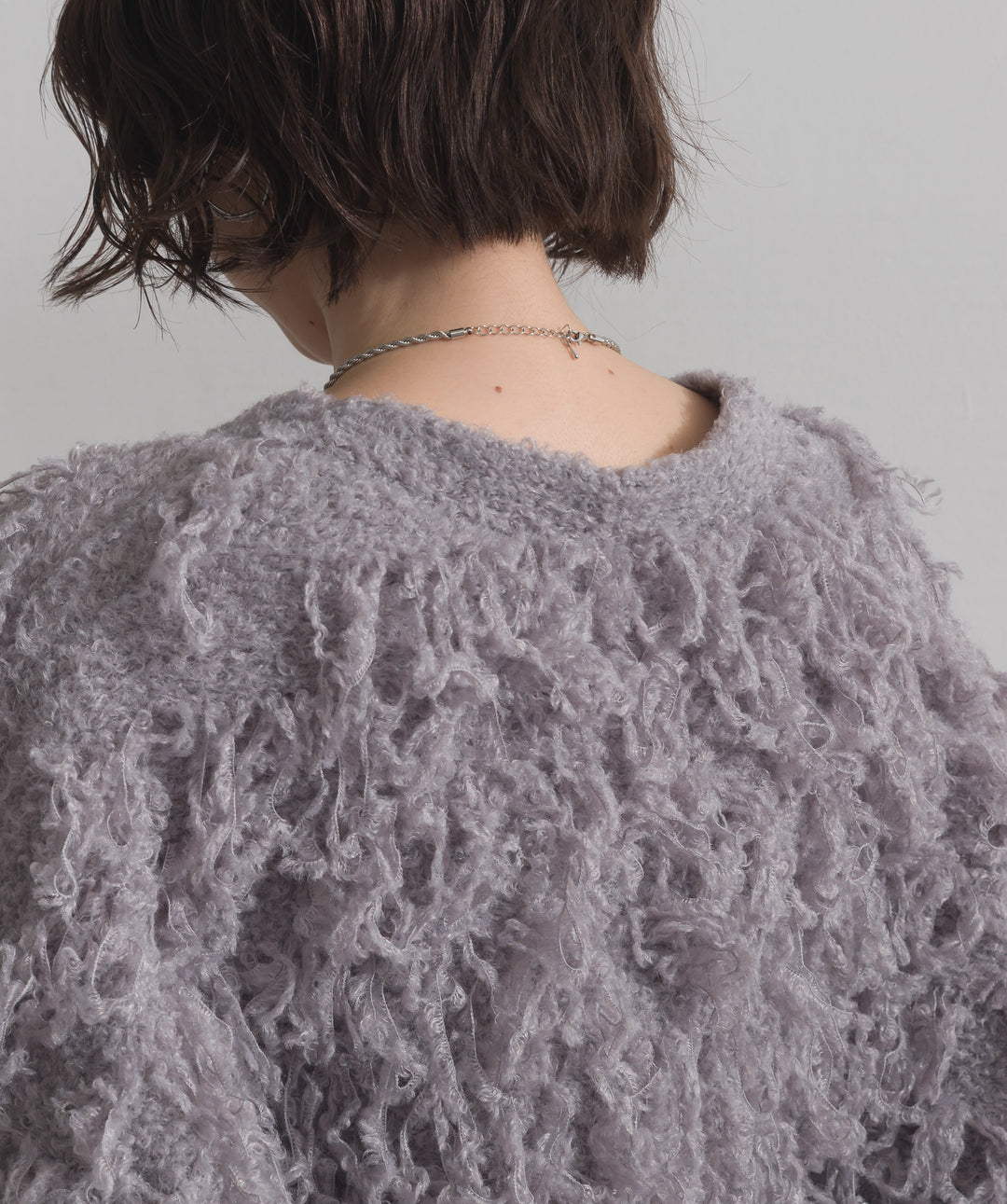 ループ編みVネックニットカーディガン