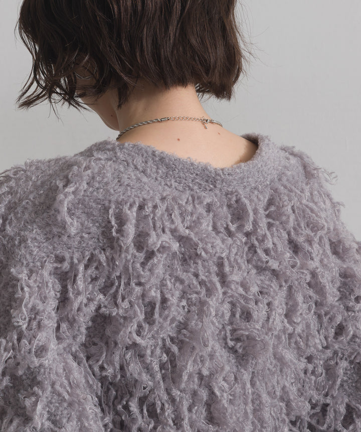 ループ編みVネックニットカーディガン