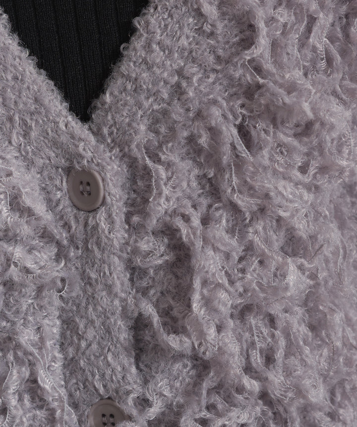 ループ編みVネックニットカーディガン