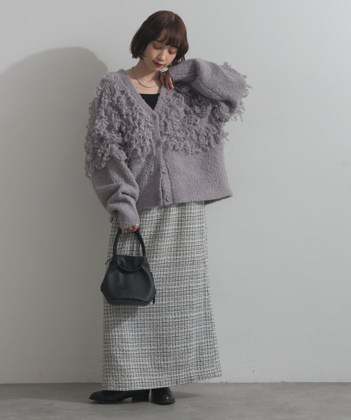 ループ編みVネックニットカーディガン