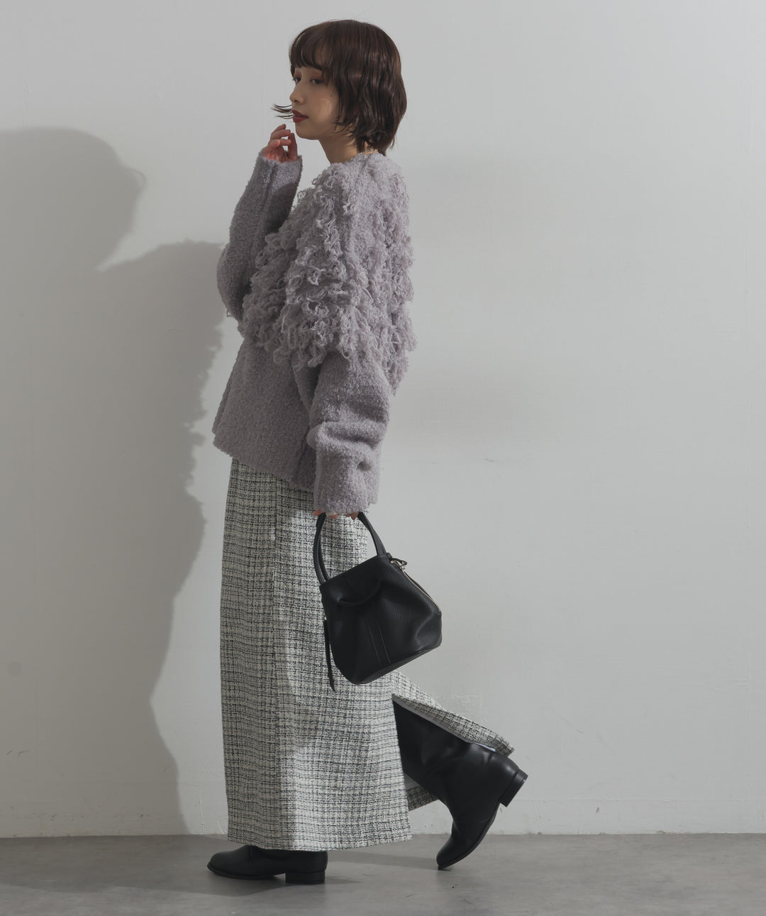 ループ編みVネックニットカーディガン