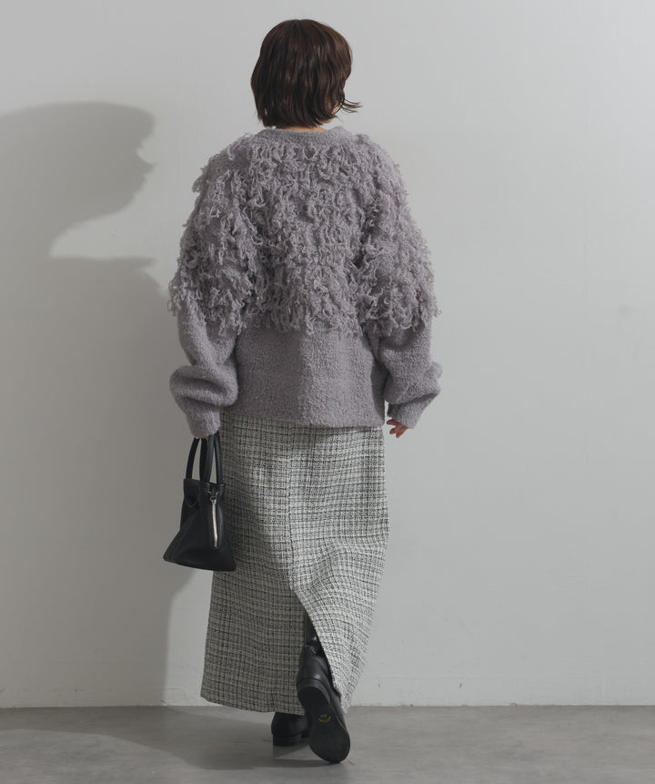 ループ編みVネックニットカーディガン