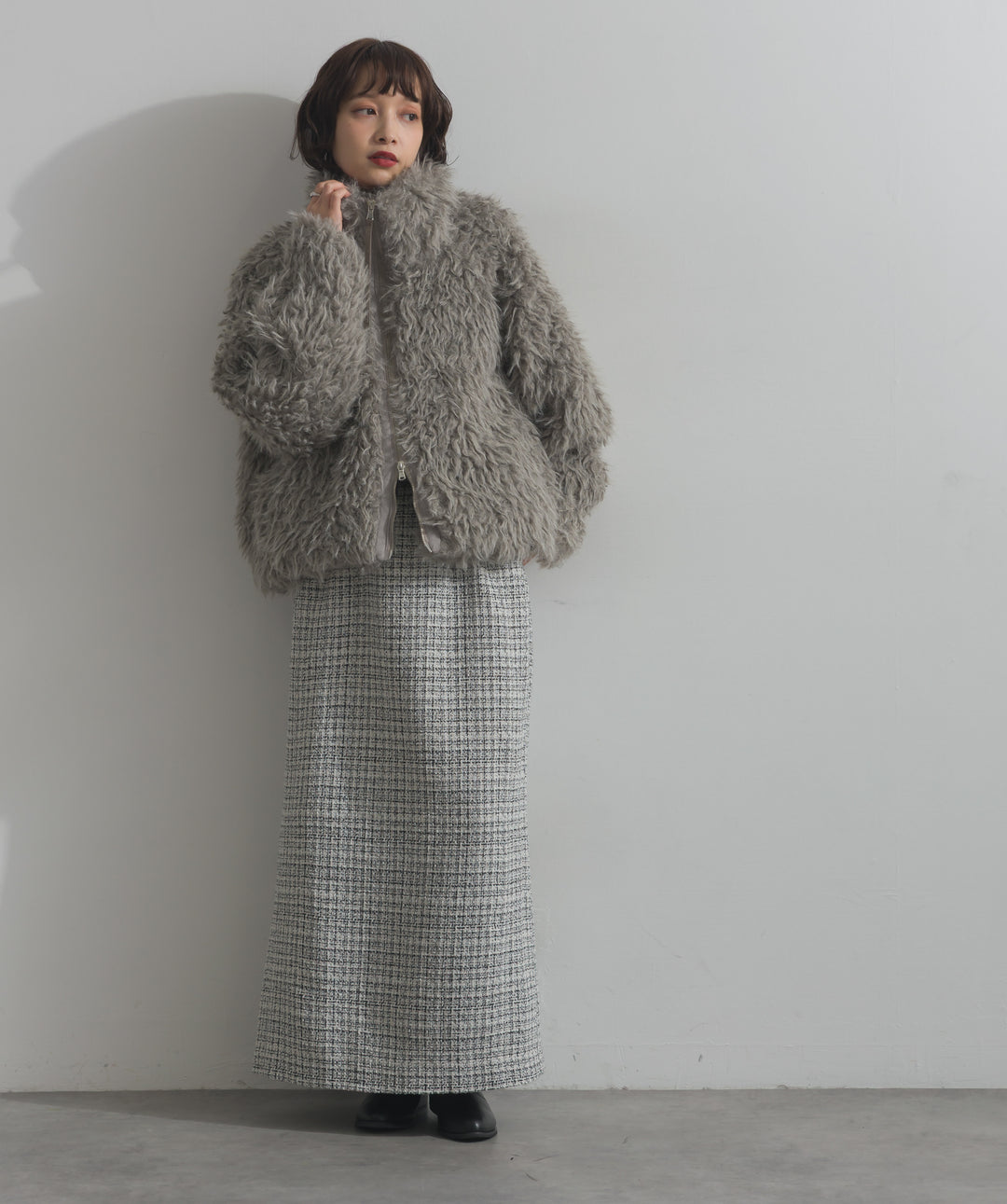 ミックスシープファースタンドブルゾン