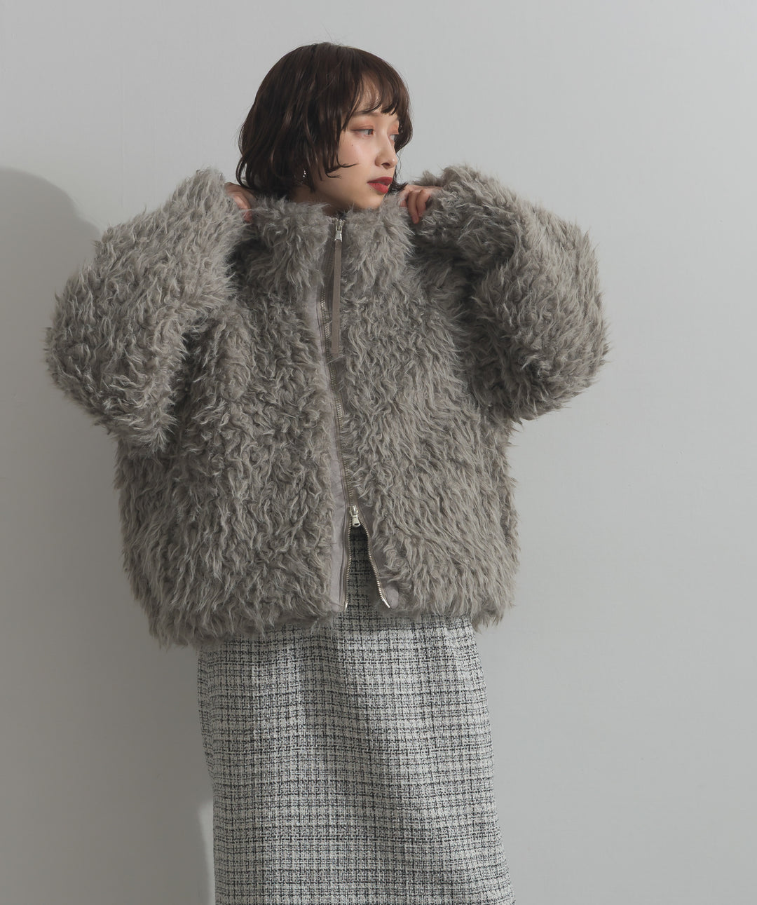 ミックスシープファースタンドブルゾン