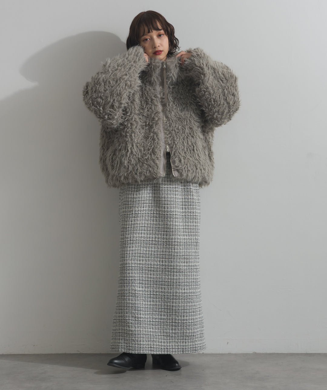 ミックスシープファースタンドブルゾン