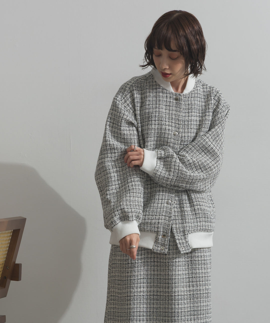 ツイードスタジャン