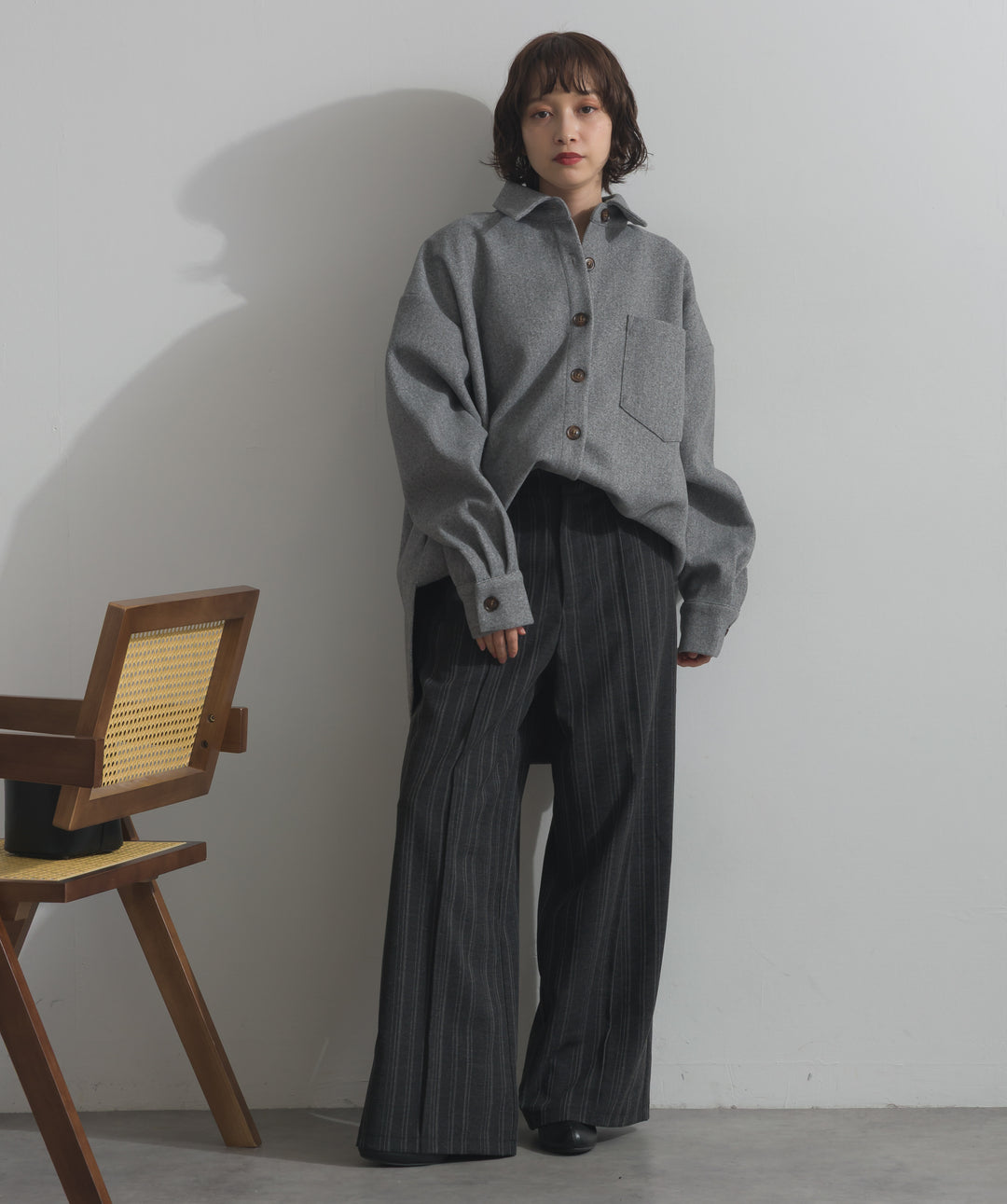 ウールライクワイドシャツJK