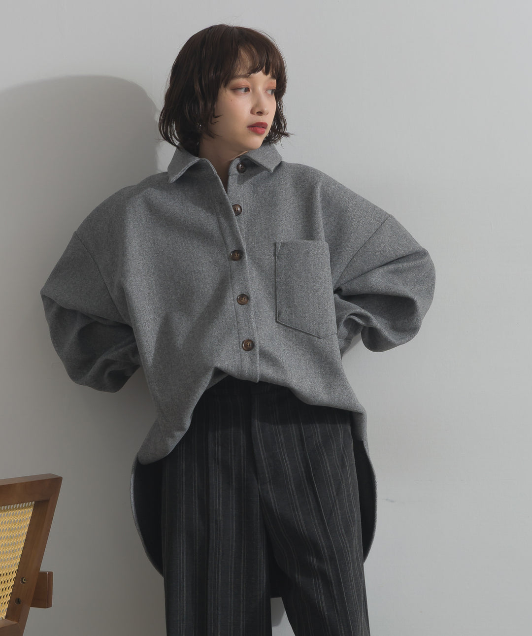 ウールライクワイドシャツJK