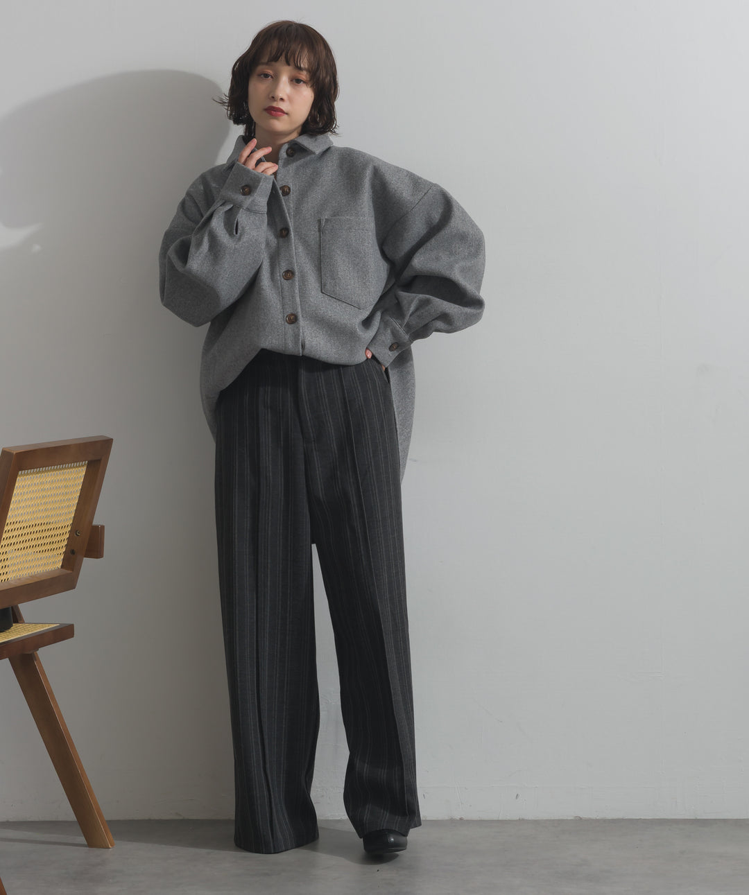 ウールライクワイドシャツJK