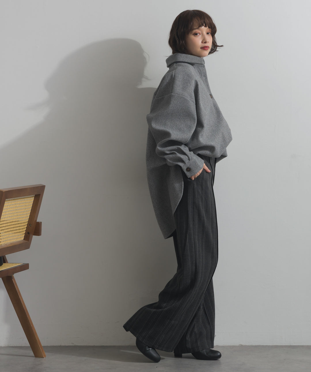 ウールライクワイドシャツJK