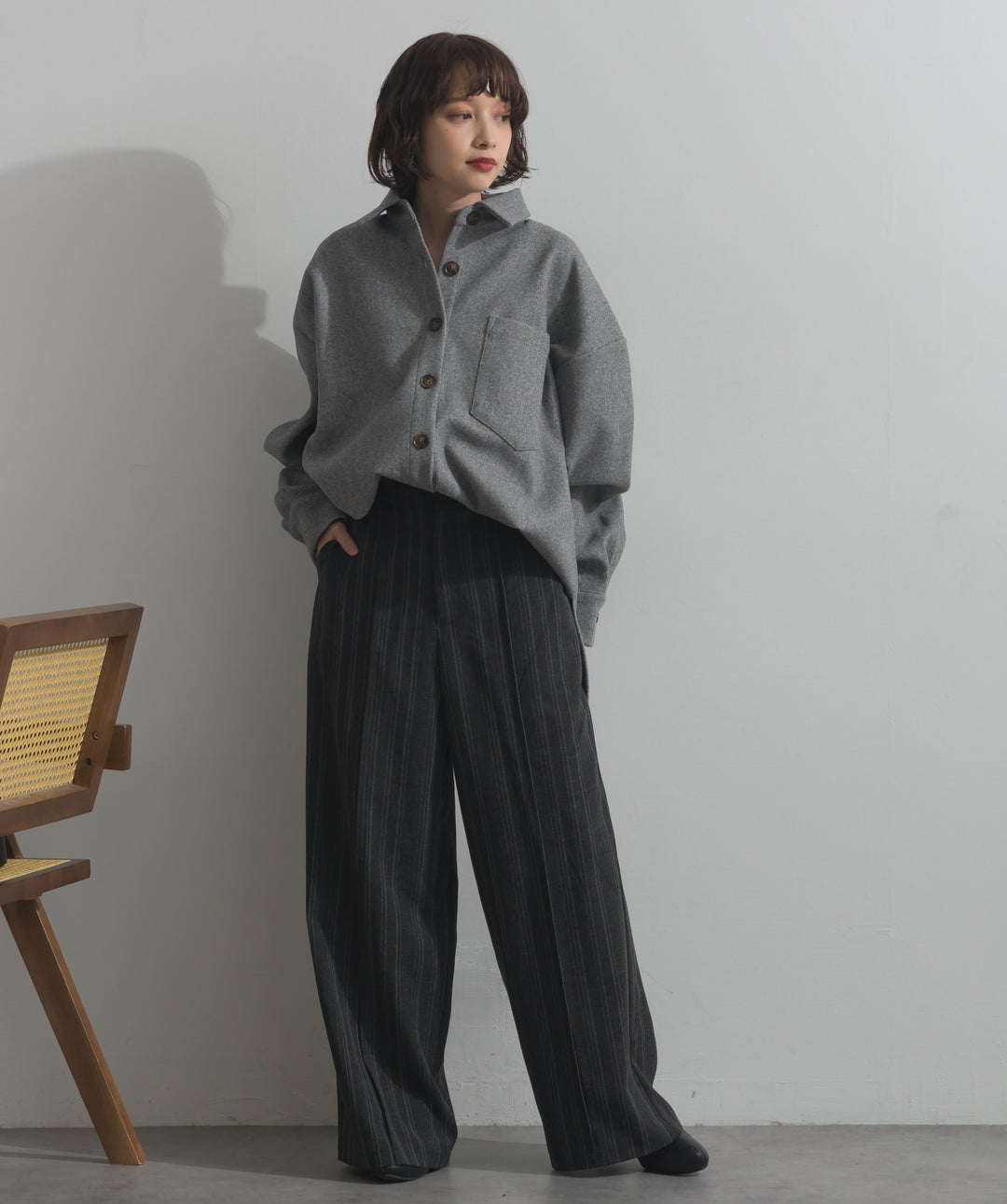 ウールライクワイドシャツJK