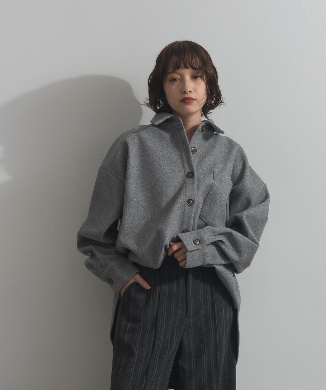 ウールライクワイドシャツJK