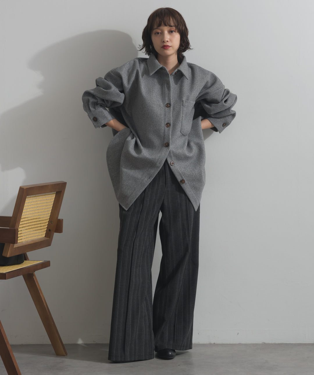 ウールライクワイドシャツJK