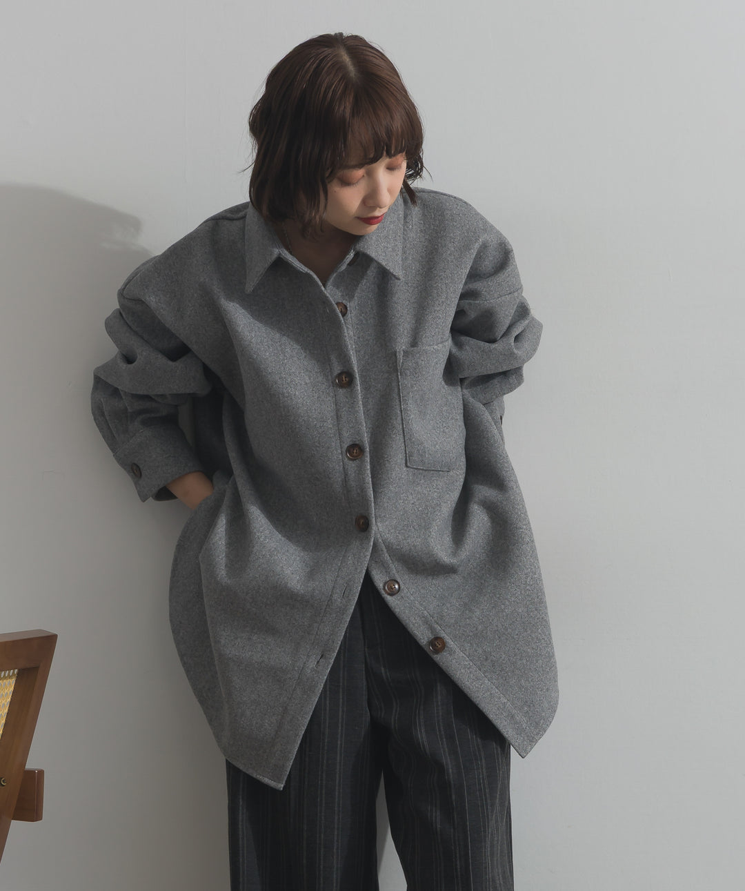 ウールライクワイドシャツJK