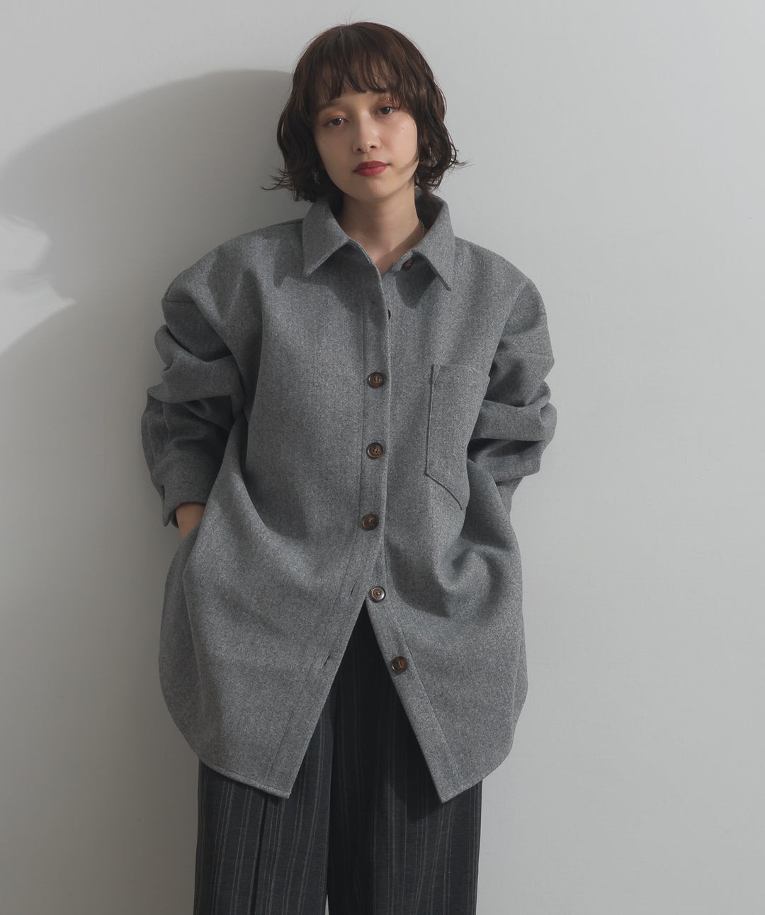 ウールライクワイドシャツJK