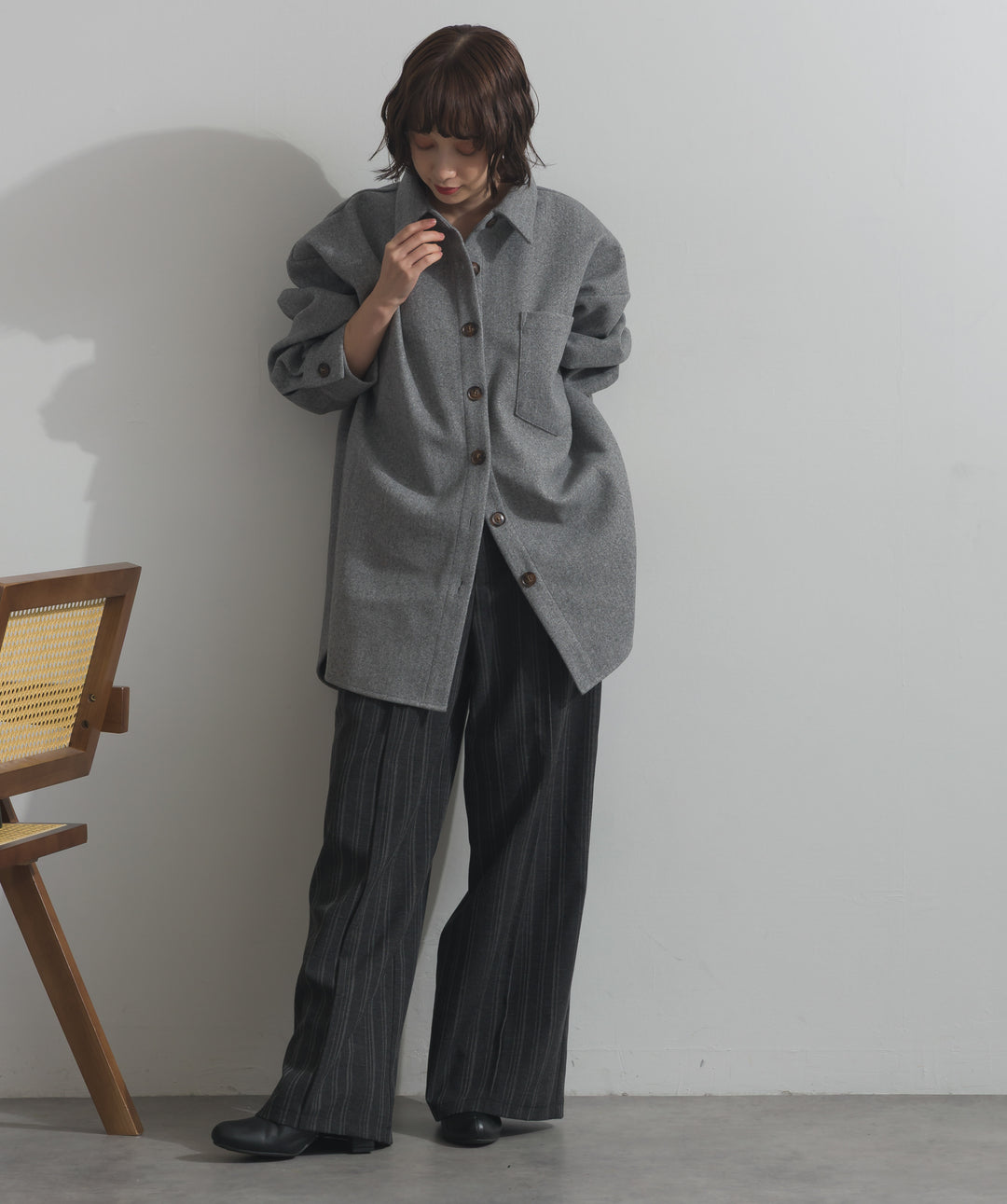ウールライクワイドシャツJK