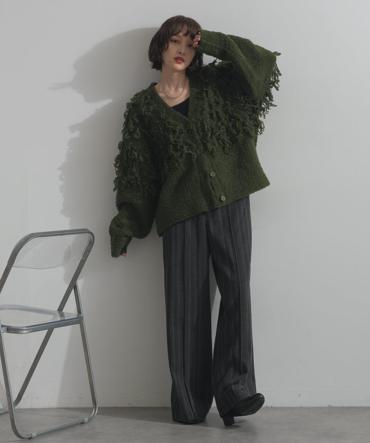 ループ編みVネックニットカーディガン