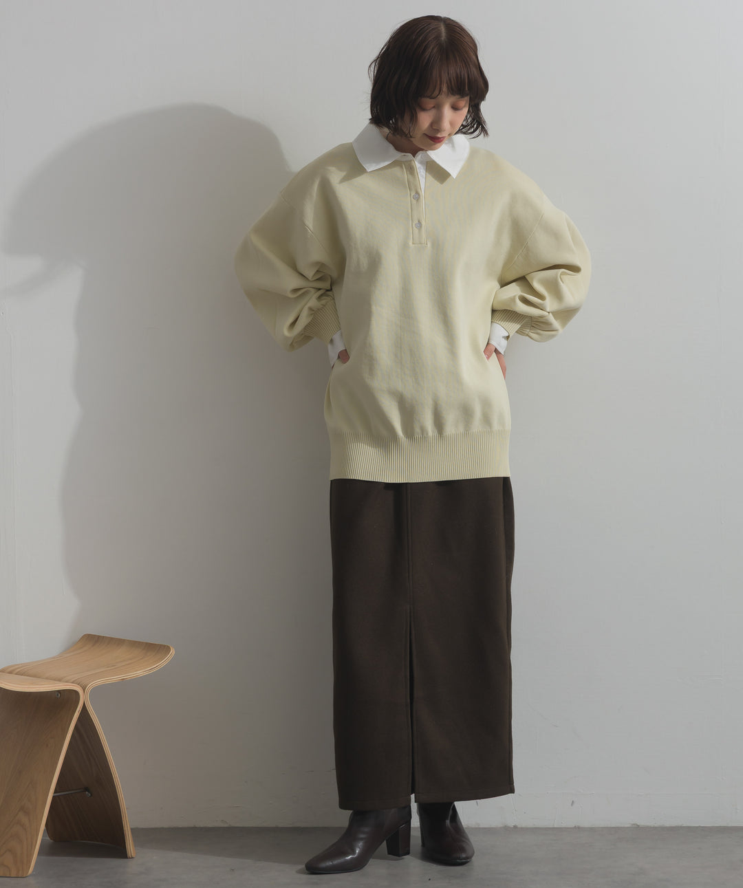 襟付きポロトップス