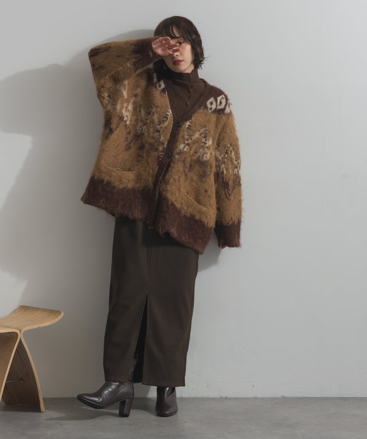 ノルディック柄シャギーニットカーディガン