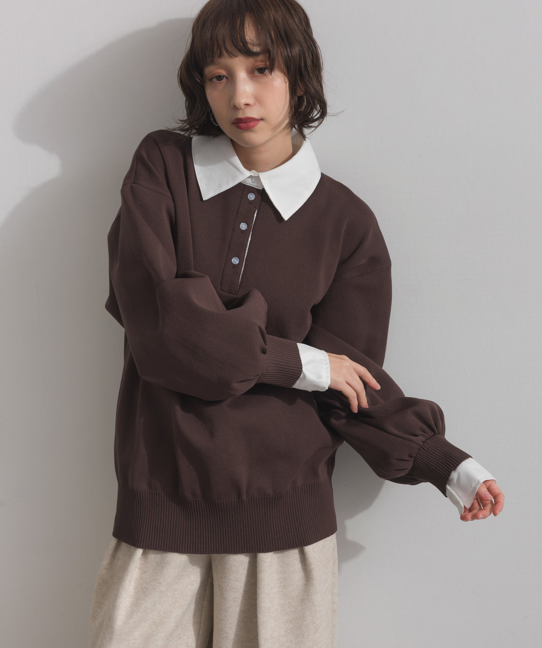 襟付きポロトップス
