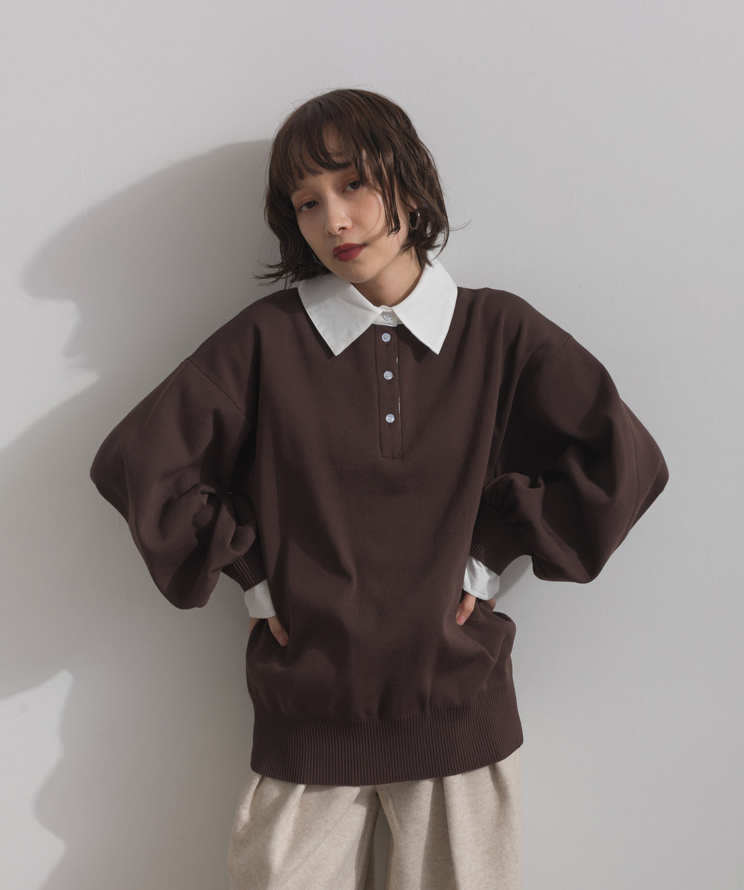 襟付きポロトップス