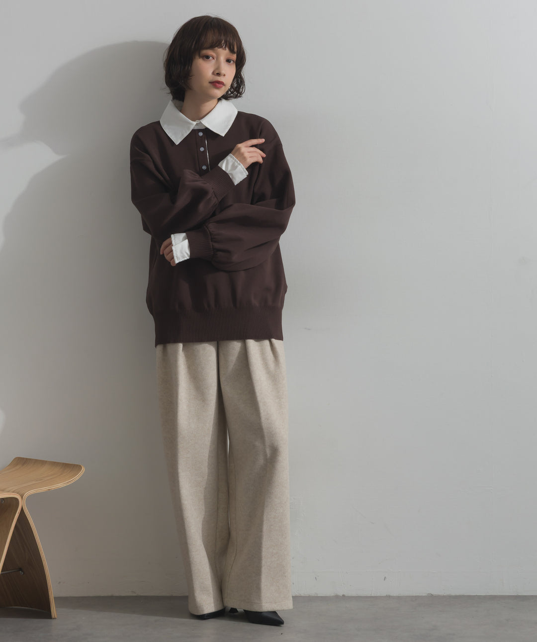 襟付きポロトップス